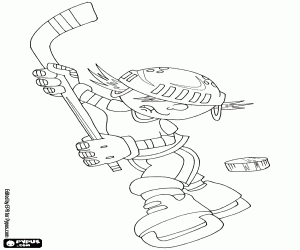 Action of ice hockey coloring page