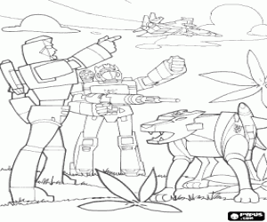 Action scene of Transformers coloring page
