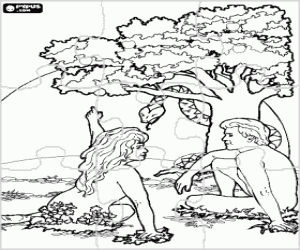 Adam and Eve puzzle coloring page