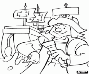 The admiral Christopher Columbus coloring page