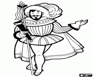 Admiral with telescope and spear coloring page