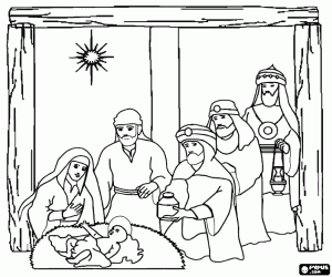 The adoration of the child Jesus coloring page