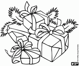 Adorned Christmas gifts coloring page