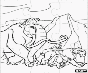 The adventures of Ice Age puzzle coloring page