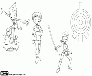 Aelita with Odd and Ulrich coloring page