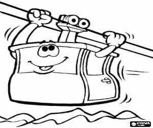 Aerial tramway or cable car coloring page
