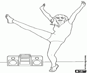 Aerobic exercise with music coloring page