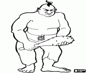 An aggressive giant troll coloring page