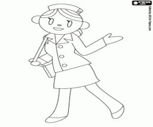 The air hostess always smiling coloring page