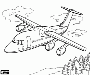 An airplane with four reactors coloring page