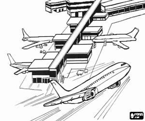 An airport terminal coloring page