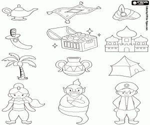 Aladdin and the wonderful lamp coloring page