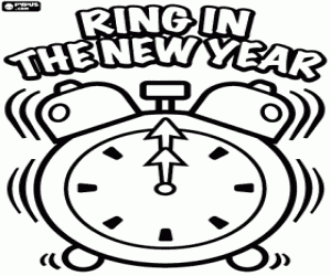The alarm clock and the new year coloring page