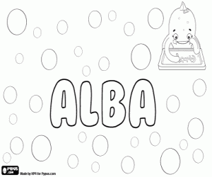 Alba, name for girl coloring page