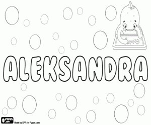 Aleksandra, feminine name coloring page
