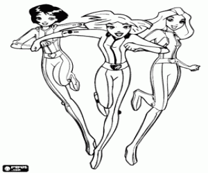 Alex, Clover and Sam in action coloring page