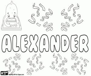 Alexander, greek origin name coloring page