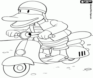 Alice with her scooter motorcycle coloring page