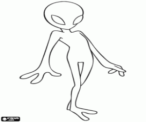 An alien with huge eyes coloring page