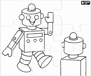 Alien robots puzzle coloring page