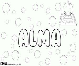 Alma, name for girl coloring page