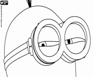 Almost closed eyes of a minion coloring page