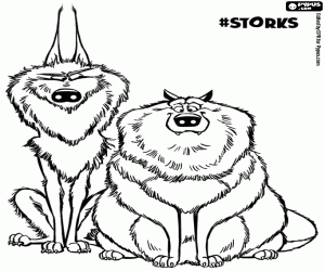 Alpha and Beta, wolves from Storks coloring page