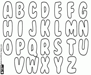 Alphabet in BubbleGum style coloring page