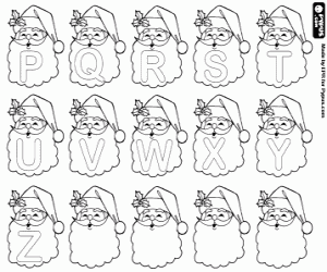 Alphabet Christmas beard from P to Z coloring page