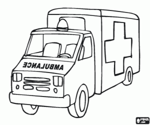An ambulance for an emergency coloring page