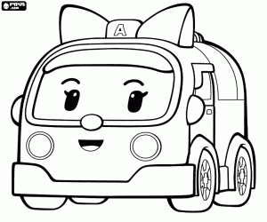 The ambulance Robovan Amber coloring page