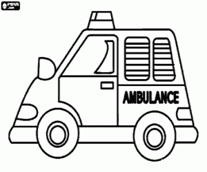 An ambulance, side view coloring page