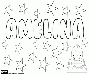 Amelina, feminine name coloring page