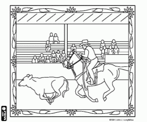 An American rodeo scene coloring page