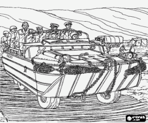 Amphibious military vehicle coloring page
