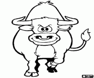 An aggressive bull coloring page