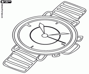 An analogue watch coloring page
