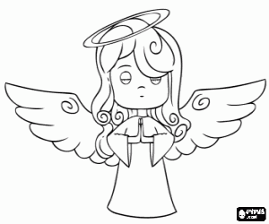 An angel praying at Christmas coloring page