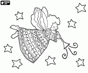 An angel with a trumpet coloring page