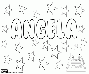 Angela, girl name coloring page