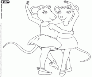Angelina and Alice, ballerinas coloring page