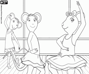 Angelina Ballerina and her friends coloring page