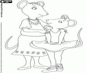 Angelina Ballerina and her mother coloring page