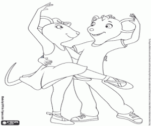 Angelina dancing with Marco coloring page