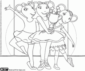 Angelina, friends and dance trophy coloring page