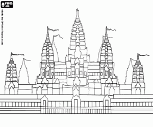 The Angkor Wat temple in Cambodia coloring page