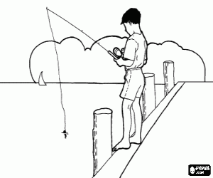 The angler on the pier coloring page