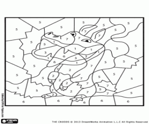 An animal of the Croods, by numbers coloring page
