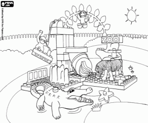 Animals in the Zoo from Lego coloring page