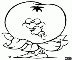 An animated tomato coloring page